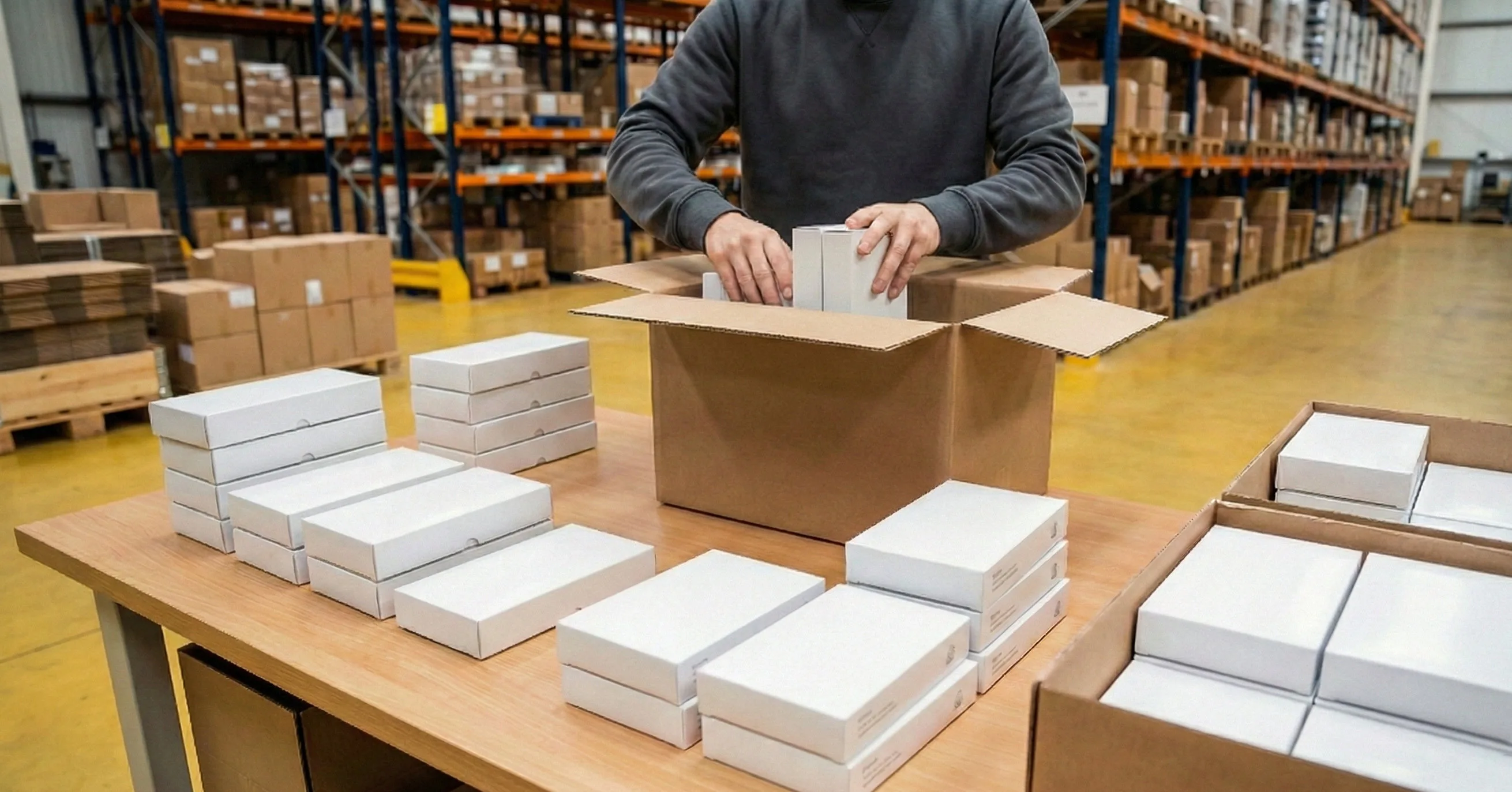 Lager und Verpackung mit Kartons für Serienprojekte